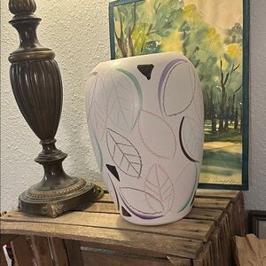 Tall Leaf Patterned Decorative West Germany Vase Mid Century Modern, chic